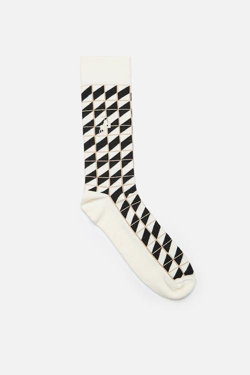 Checkboard Abstract Sock - Milk