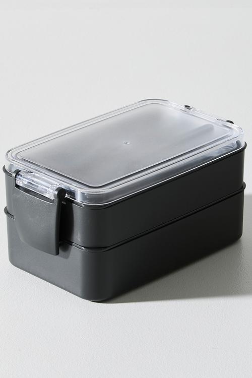 2 Tier Lunch Box - Black
