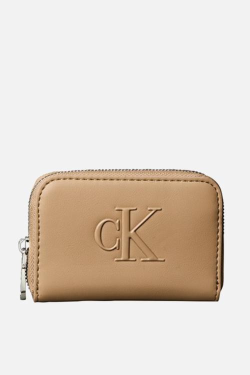 Bold Ck Medium Zip Around Wallets-Tannin