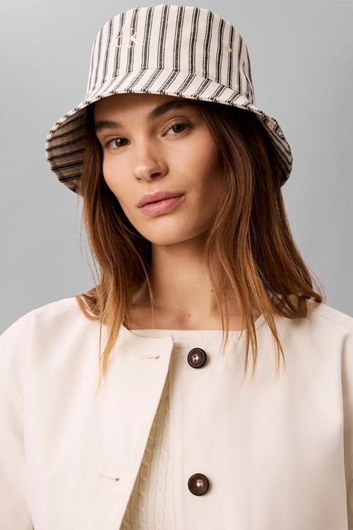 Non Logo Aop Bucket Hat- Black/ White Stripe