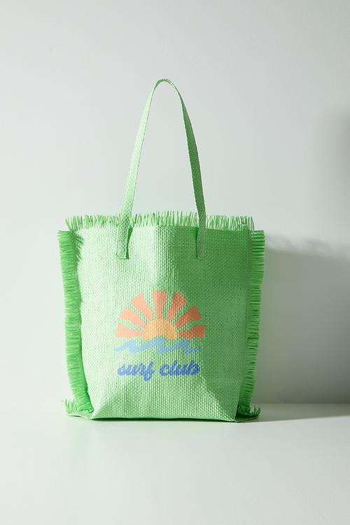 Straw Beach Bag - Green