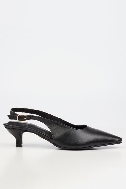 Cristina 1 Leather Slingback Heel - Black