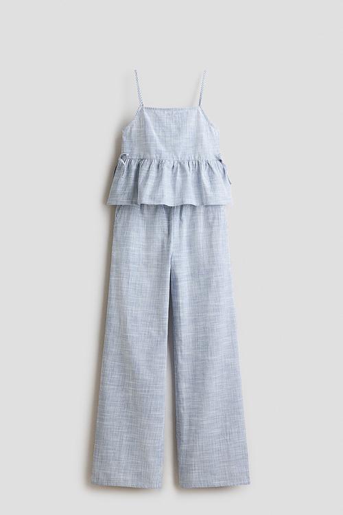 2-piece seersucker set - blue/striped