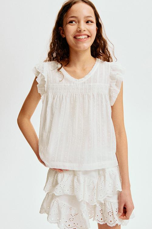 Broderie anglaise cotton skirt - white
