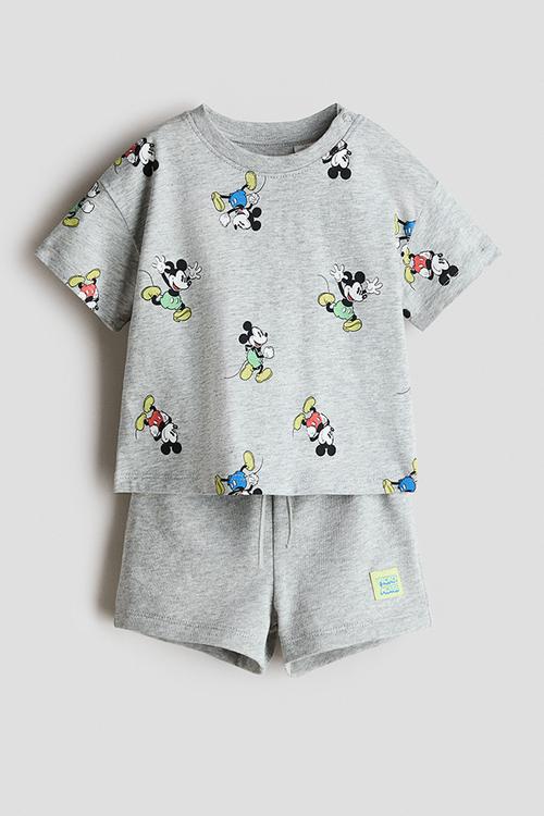 2-piece printed set - light grey/mickey mouse