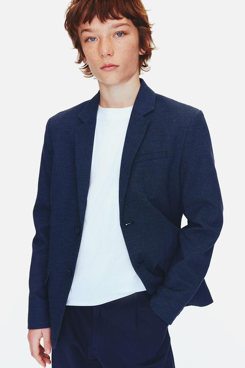 Linen-blend jacket - navy blue