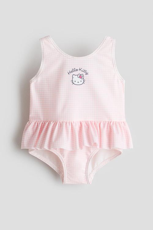 Flounced swimsuit - light pink/hello kitty