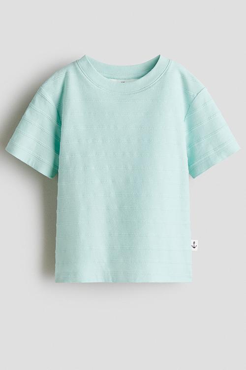 Textured t-shirt - light turquoise