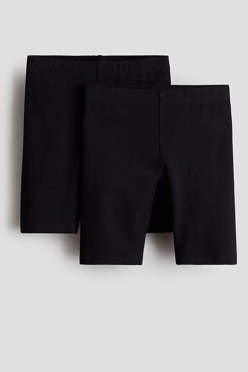 2-pack cotton cycling shorts - black