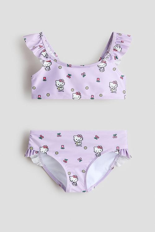 Flounced printed bikini - light purple/hello kitty