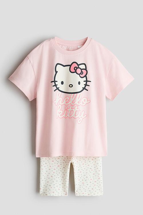 2 Piece printed cotton set - light pink/hello kitty