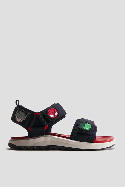 Motif-detail sandals - black/marvel comics