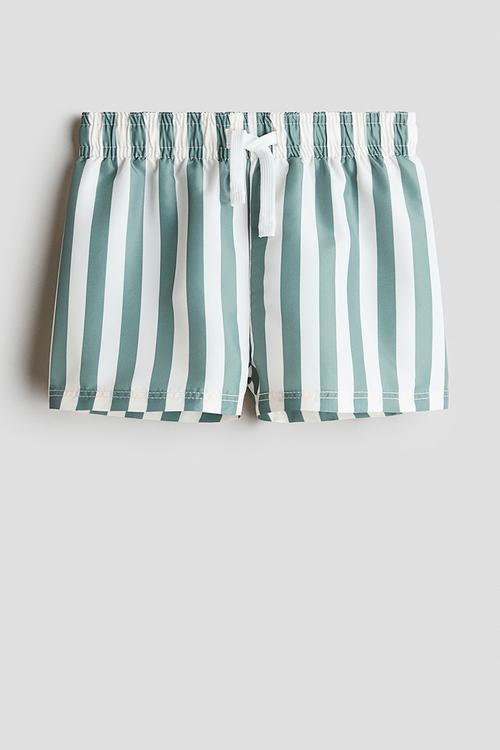 Patterned swim shorts - dark turquoise/striped