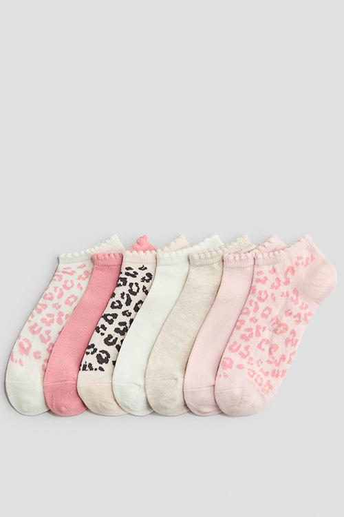 7-Pack trainer socks - light pink/leopard print