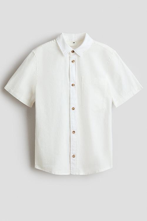 Linen-blend shirt - white