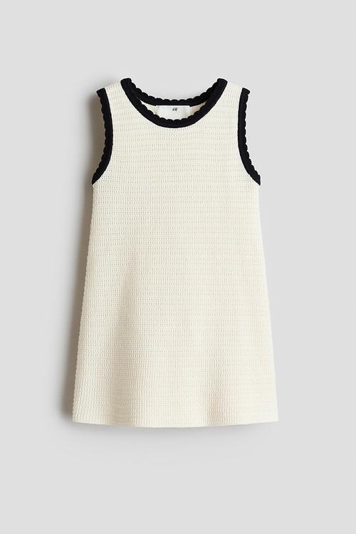 Textured cotton dress - cream