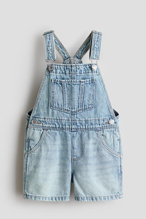 Denim dungaree shorts - light denim blue