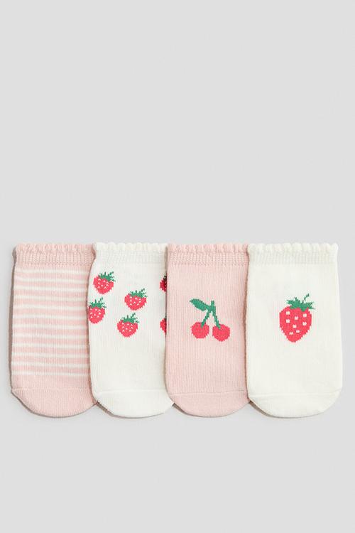 4 Pack shaftless socks - light pink/strawberries