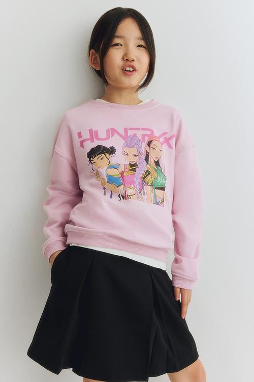 Motif-detail sweatshirt - light pink/kpop demon hunters