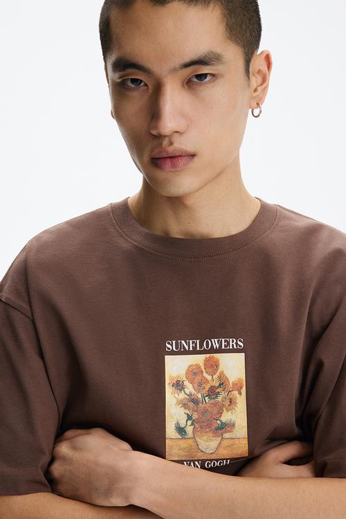 Loose fit T-shirt - brown/van gogh