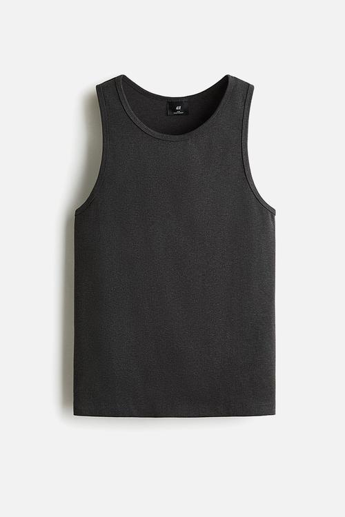 Slim fit ribbed vest top - dark grey