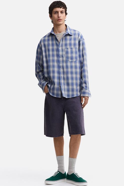 Relaxed denim shorts - dark lilac