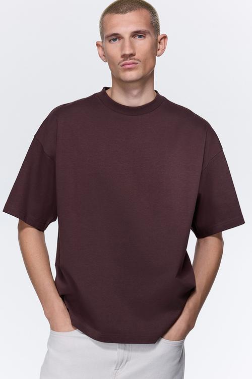 Oversized fit cotton t-shirt - brown