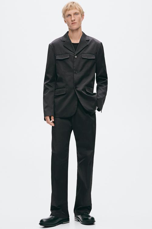 H&M Atelier:  Slim fit tailored twill trousers - black
