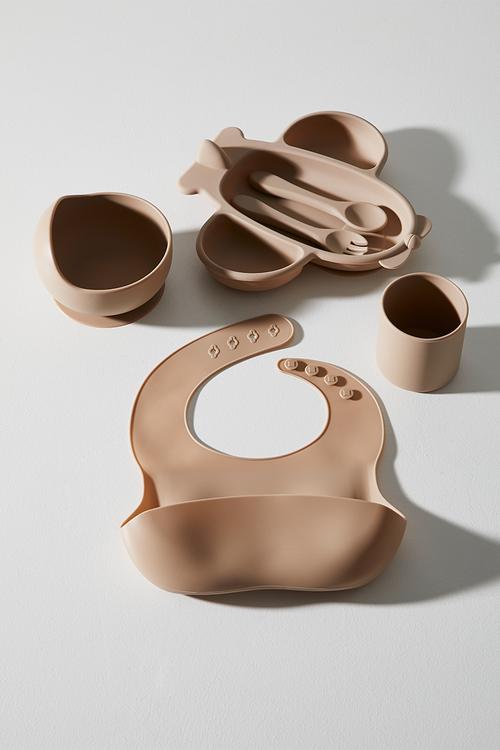 Airplane silicone meal set - light brown