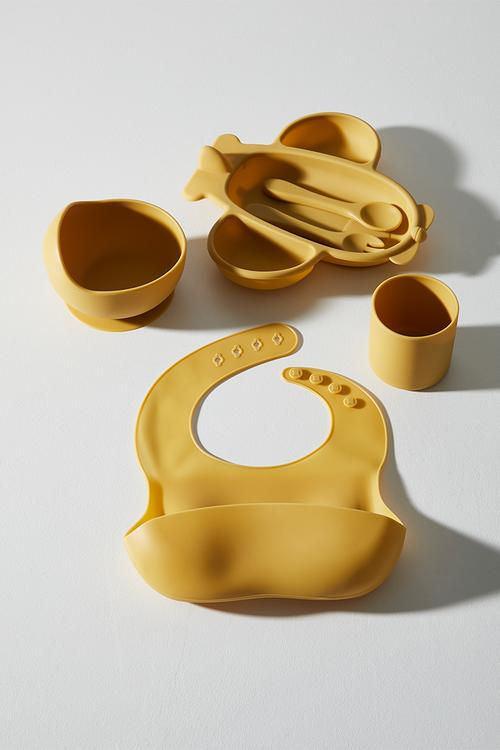 Airplane silicone meal set - mustard