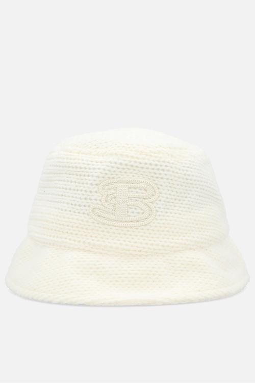 B Crochet Knit Hat - Off White