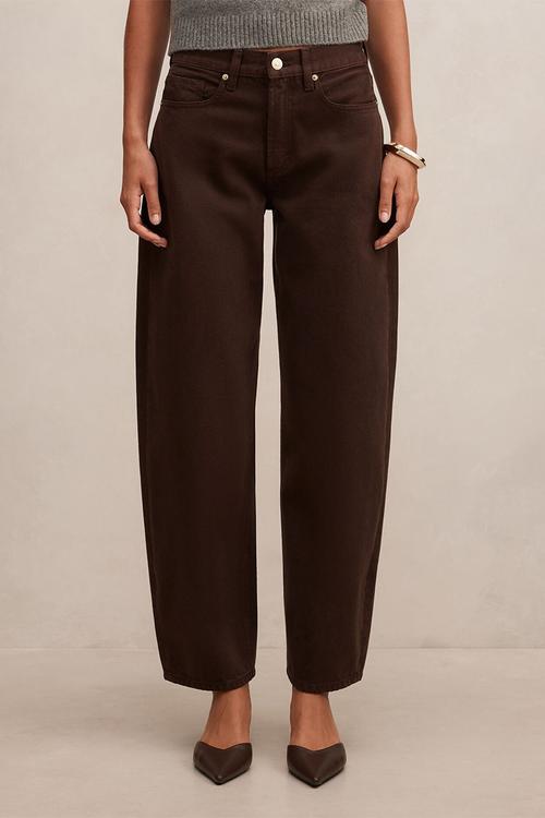 Emma mid-rise barrel jeans in chocolate