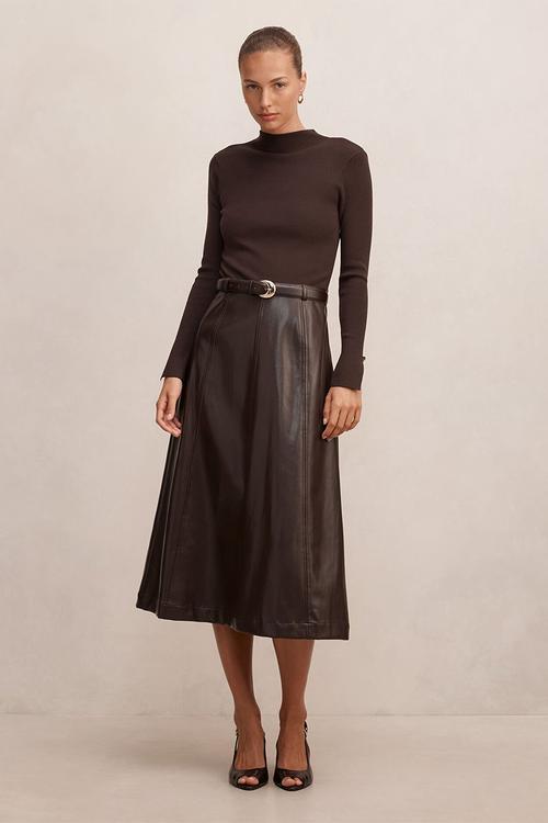 Monique pu a-line dress in chocolate