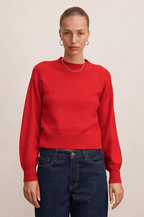 Ruby crew neck sweater in salsa