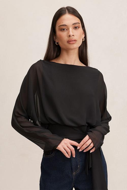 Jessie batwing top - black