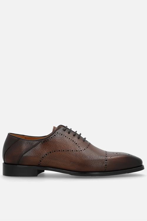 Textured leather oxford - brown