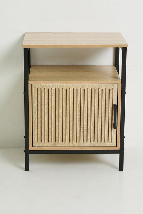 Single fluted door side table - black/natural