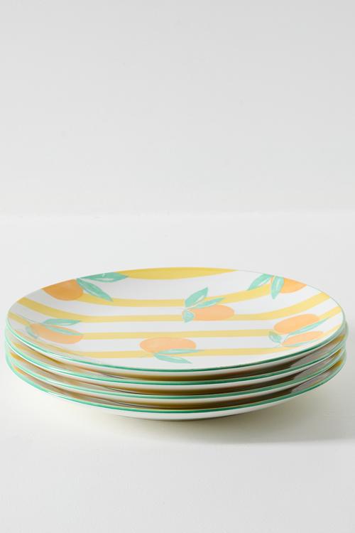 Orange & Stripe Dinner Plate 4pcs Set 27cm - orange