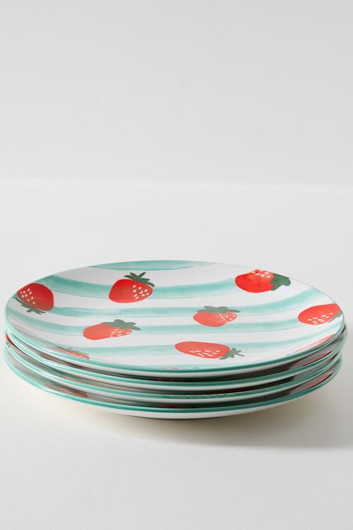 Strawberry & Stripe Dinner Plate 4pcs Set 27cm - multi