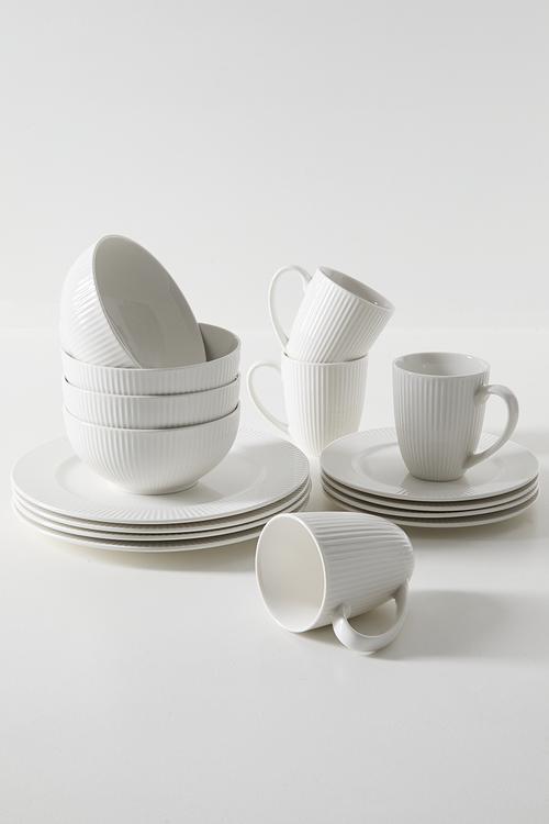Bone Rib Porcelain Dinner Set 16pcs - white