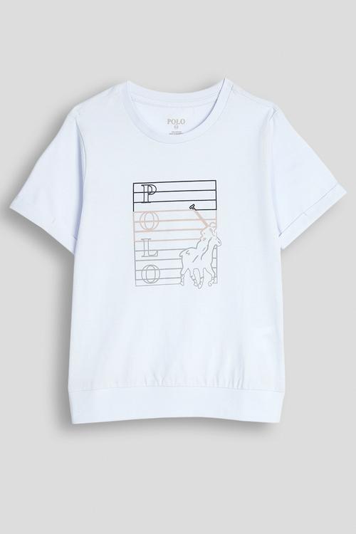 Girls Isabella Printed Blouson Short Sleeve Tee - Ice Blue