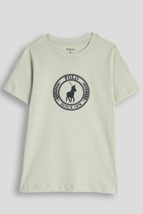 Boys Logan Crested Ss Tee - Cool Sage