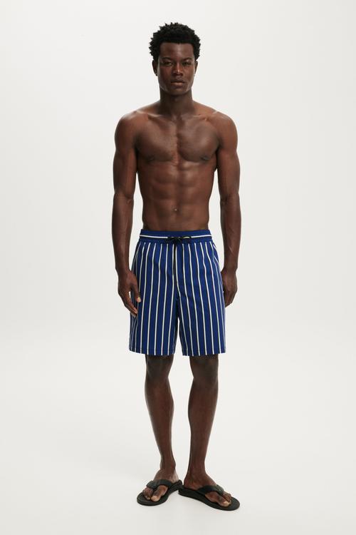 Baggy Swim Short - Royal Blue Stripe Seersucker