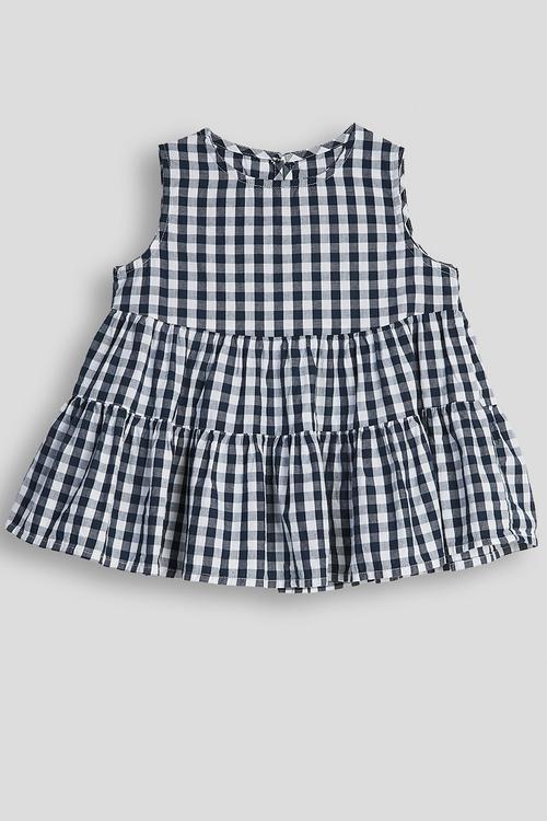 Check fit & flare skater dress - navy