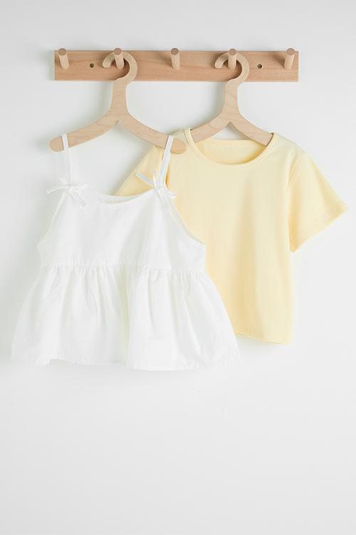 Tee & cami set - light yellow/white