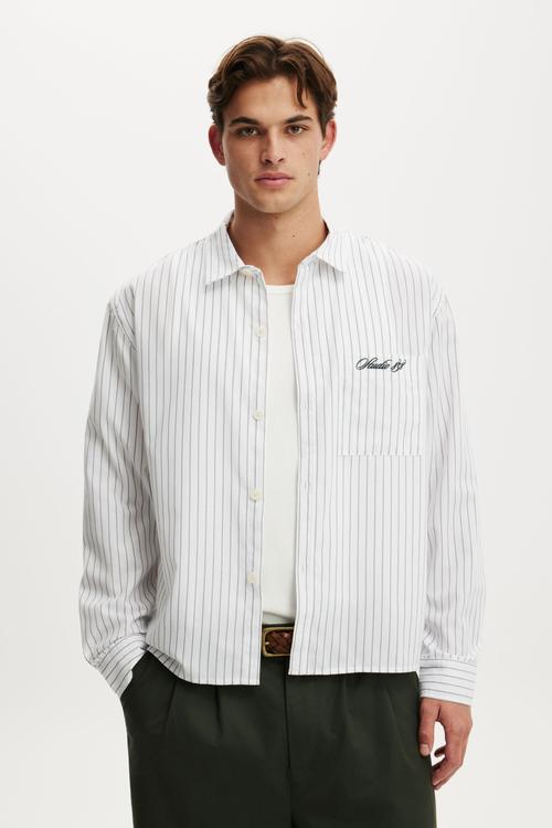 Bedford Long Sleeve Shirt - White Stripe Emb