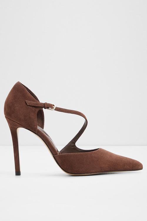 Janinne closed toe ankle strap - dark brown