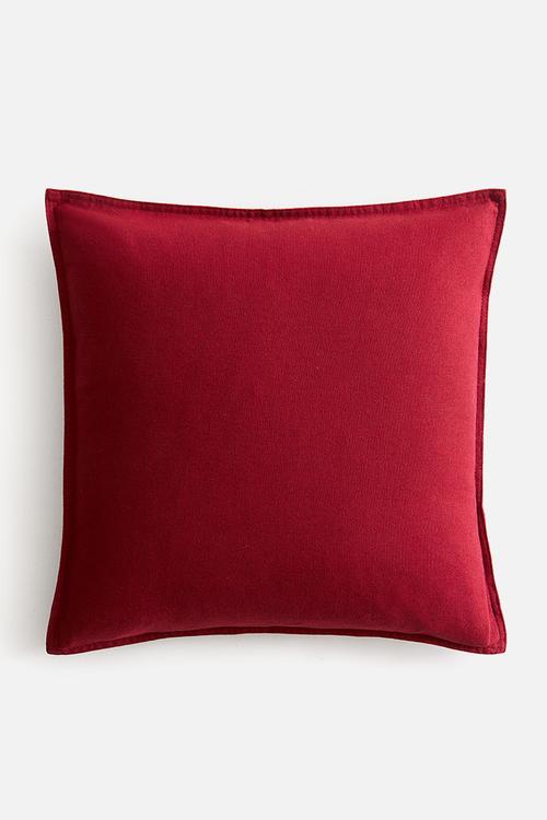 Linen-blend cushion cover - dark red
