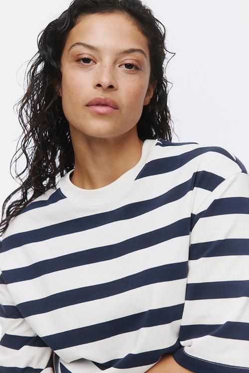Oversized T-shirt - navy blue/striped