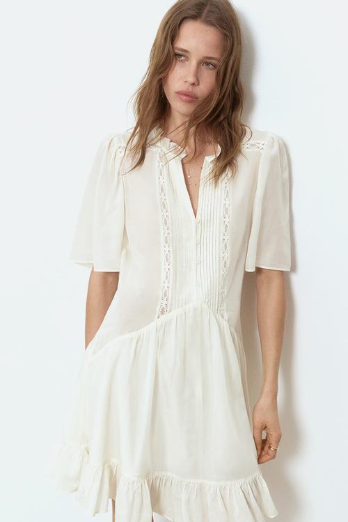 Viscose-blend tunic dress - cream